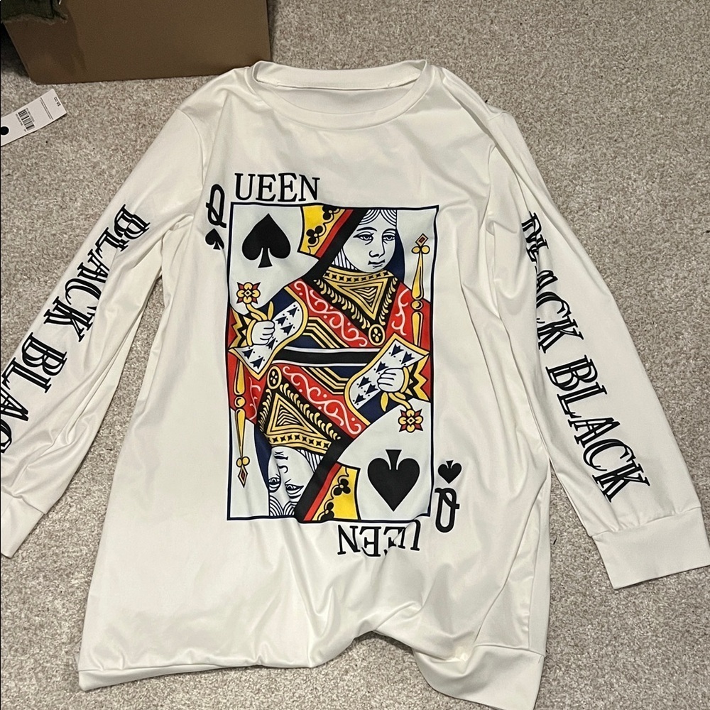 Calvin Klein White Queen of Spades Long Sleeve Shirt